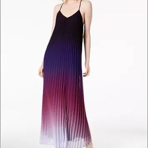 Purple Ombré Pleated Maxi Dress Sz S NWT